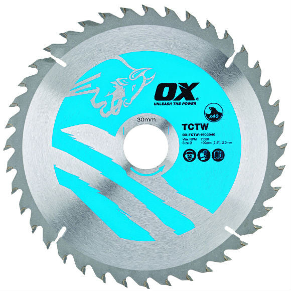 OX Wood Cutting Circular Saw Blade ATB - 210mm Dia - 30mm Bore