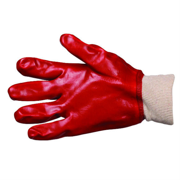 Ox Group - Red PVC Knit Wrist Gloves - Available in 2 Sizes